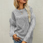 Mixed Knit Fringe Detail Round Neck Sweater