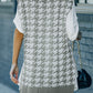 Houndstooth Side Slit Ribbed Sweater Vest Dress
