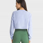 Dropped Shoulder Round Neck Cropped Sports Top