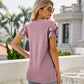 Eyelet Layered Flutter Sleeve V-Neck Top