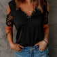 Quarter Snap Spliced Lace Cold-Shoulder Top