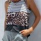 Leopard Striped Color Block Cutout Tank