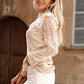 Ruffled Lace Mock Neck Blouse