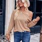 Asymmetrical Dropped Shoulder Long Sleeve Knit Top