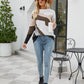 Color Block Dropped Shoulder Round Neck Tunic Sweater