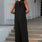 Double Take Full Size Tie Back Cutout Sleeveless Jumpsuit