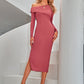 Asymmetrical Neck Slit Midi Dress