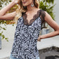 Leopard Spliced Lace Scalloped Tank