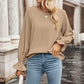 Round Neck Long Flounce Sleeve Blouse