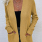 Ribbed Trim Longline Cardigan with Pockets