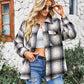 Plaid Button Front Curved Hem Shacket