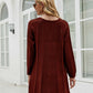 Cable-Knit Raglan Sleeve Round Neck Sweater Dress