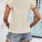 Textured V-Neck Flutter Sleeve Top
