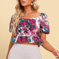 Floral Tied Cropped Peplum Blouse
