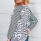 Mixed Print Contrast Trim Raglan Sleeve Top