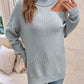 Cold-Shoulder Turtleneck Rib-Knit Sweater