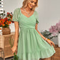 Tied Ruffle Hem Smocked Reversible Dress