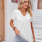 Ruched V-Neck Short Sleeve Tee