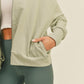 Kimberly C Full Size Zip-Up Drop Shoulder Hooded Jacket in Sage