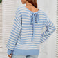 Striped Dropped Shoulder Tie-Back Sweater