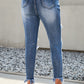 Distressed Frayed Hem Cropped Jeans