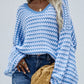 Striped Drop Shoulder V-Neck Pullover Sweater