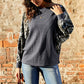 Camouflage Boat Neck Raglan Sleeve Top