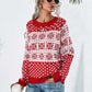Snowflake Print Raglan Sleeve Sweater