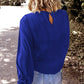 Round Neck Flounce Sleeve Top