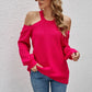 Cutout Cold-Shoulder Rib-Knit Sweater