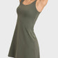 Square Neck Sports Tank Dress with Full Coverage Bottoms
