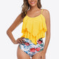 Printed Spaghetti Strap Layered Tankini Set