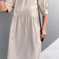 Buttoned Round Neck Puff Sleeve Dress