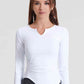 Notched Neck Ruched Sports Top