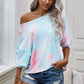 Tie-Dye Boat Neck Batwing Sleeve Tee