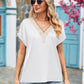 V-Neck Cuffed Blouse