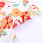Floral Flutter Sleeve Round Neck Blouse