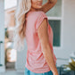 Women Buttoned Roll-Tab Sleeve Tee Shirt
