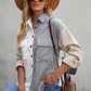 Color Block Button Front Shirt with Pockets