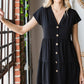 Heimish Full Size Buttoned V-Neck Tiered Top