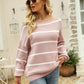Striped Rib-Knit Off-Shoulder Sweater