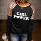 GIRL POWER Sequin Long Raglan Sleeve Tee