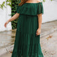 Plus Size Swiss Dot Off-Shoulder Tiered Dress