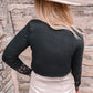 Spliced Lace Round Neck Long Sleeve Top