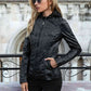 Full Size Zip-Up Hooded PU Jacket