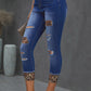 Leopard Patch Distressed Cropped Jeans