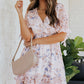 Floral Drawstring Waist Ruffled Surplice Dress