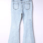 Distressed Frayed Trim Flared Jeans