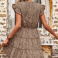 Leopard Print Butterfly Sleeve Tiered Dress
