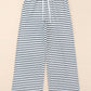 Striped Drawstring Waist Wide Leg Pants